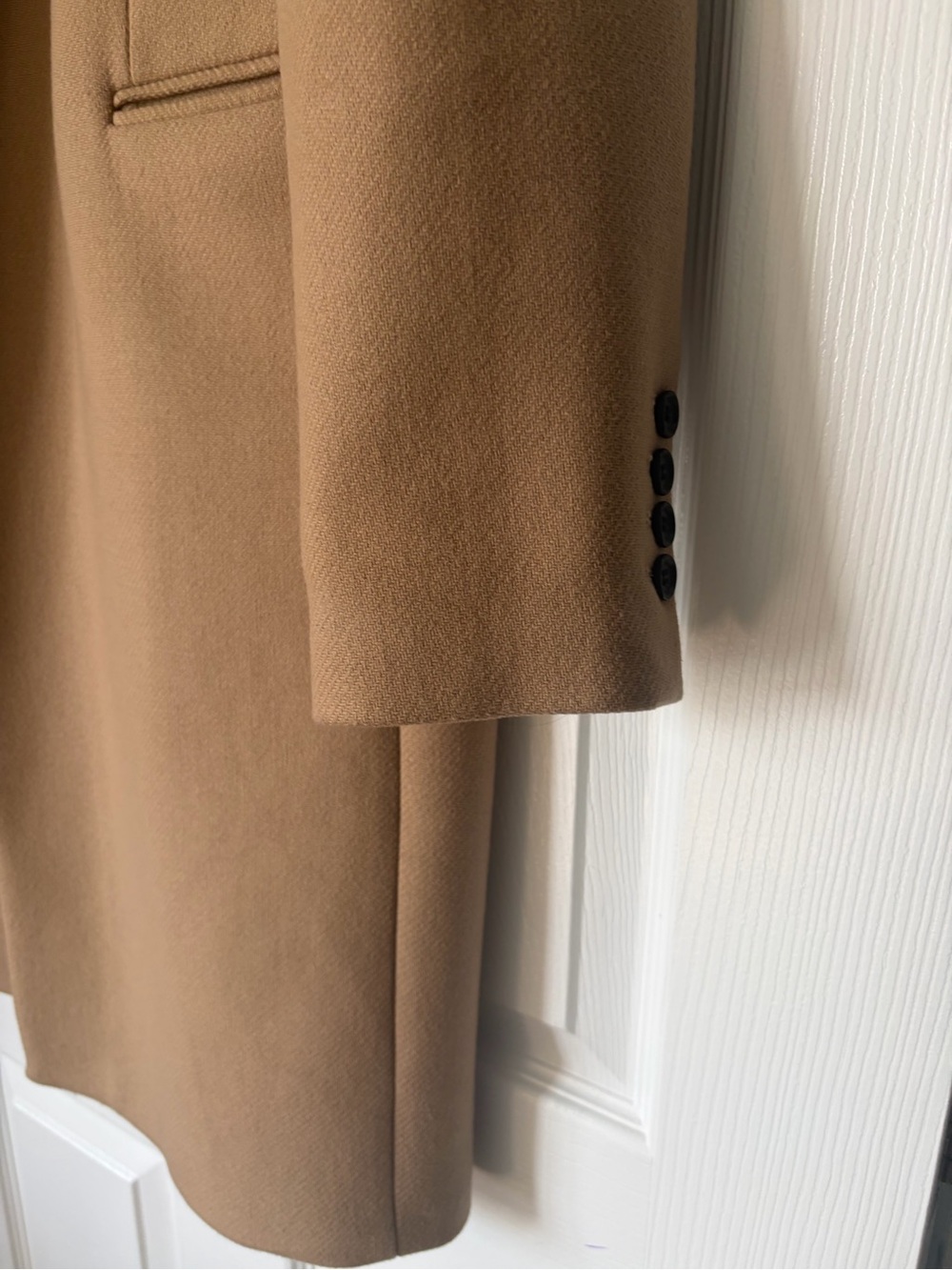 Wool Overcoat - ZARA Camel Long Single-Breasted Wool Overcoat - Picture 4 of 8